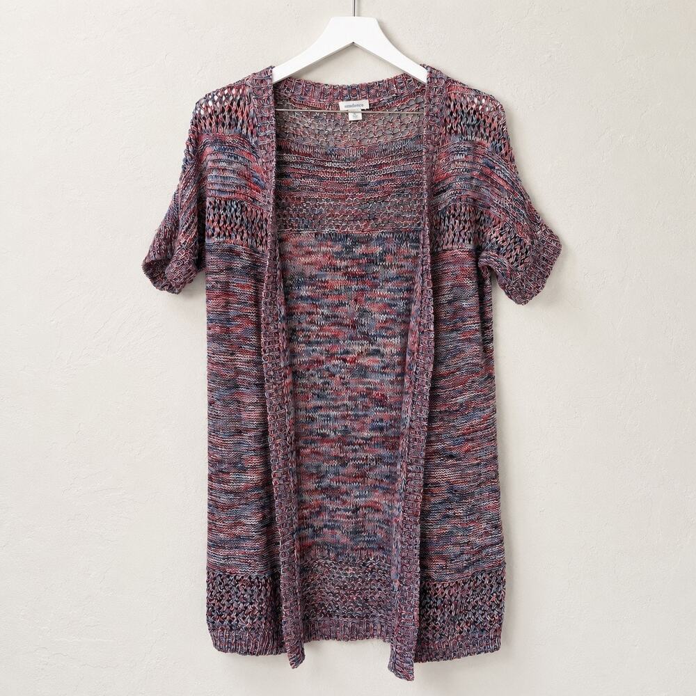 Sundance Marled Open Knit Longline Cardigan Small Boho Artsy Cotton Duster